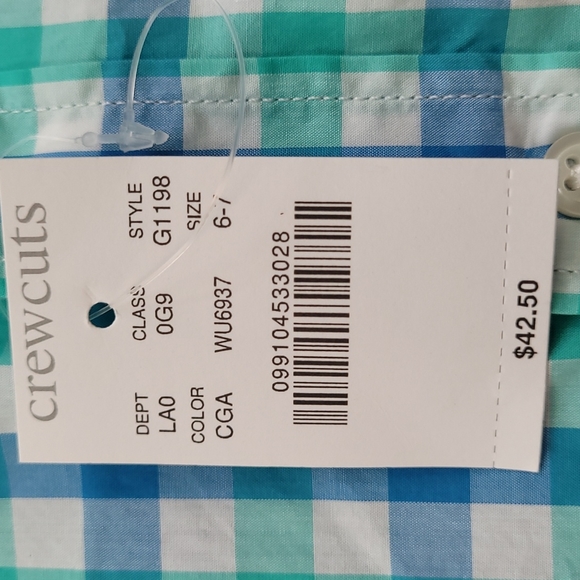 JCREW Crewcuts Long-sleeve button-down shirt, NWT, checkered pattern, Size 6-7, - Picture 4 of 5